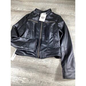Princess Polly Black Faux Leather Moto Jacket Women US 6 Biker Style Casual NWT